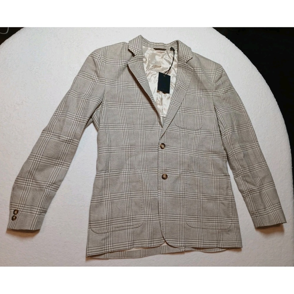 Billy Reid Men's Archie Jacket 38R Glen Plaid Neutral Brown Blazer Italy NWT